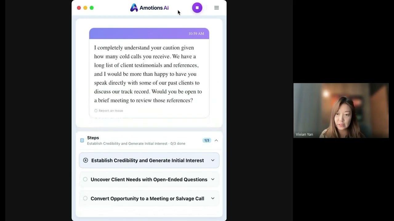 Real-time AI coaching demo on a real estate call